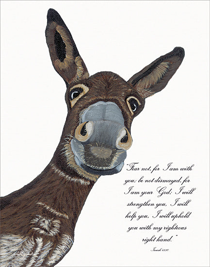 Ashley Justice AJ244 - AJ244 - I Am With You - 12x16 donkey illustration, animal art, Bible verse, Isaiah 41:10, scripture decor, whimsical farm animal, Christian encouragement, rustic painting, humorous art, spiritual motivation from Penny Lane