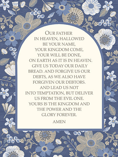 Annie LaPoint ALP2815 - ALP2815 - The Lord's Prayer - 12x16 Lord’s Prayer, blue floral background, Christian scripture, spiritual devotion, daily prayer, religious affirmation from Penny Lane
