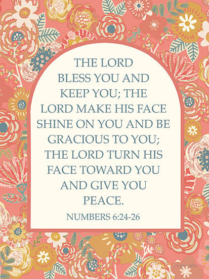 Annie LaPoint ALP2817 - ALP2817 - The Lord Bless You - 12x16 Numbers 6:24-26, pink floral design, blessing prayer, scripture encouragement, peaceful message, Christian benediction from Penny Lane