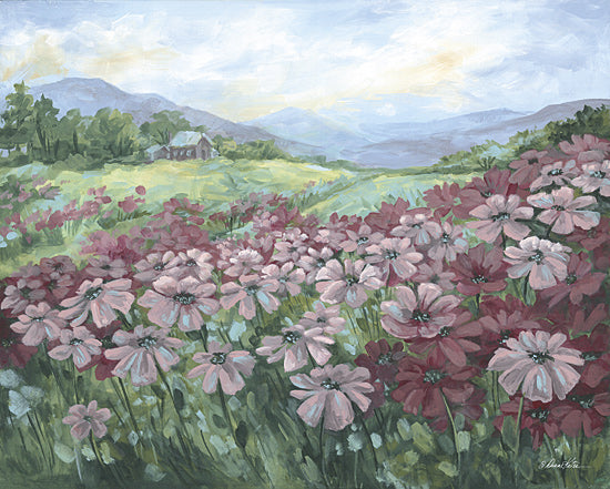 Diane Kater ART1392 - ART1392 - Distant Hills - 16x12 field of purple flowers, wildflowers, distant mountains, nature landscape, green meadow, countryside scenery, sunny day from Penny Lane