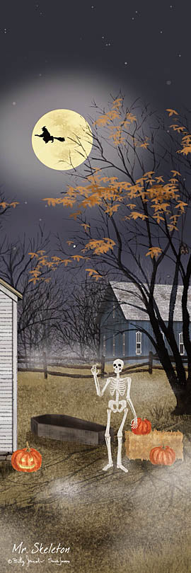 Billy Jacobs BJ1384 - BJ1384 - Mr. Skeleton - 12x36 skeleton, Halloween night, witch silhouette, jack-o-lanterns, spooky, full moon, autumn scene, whimsical from Penny Lane