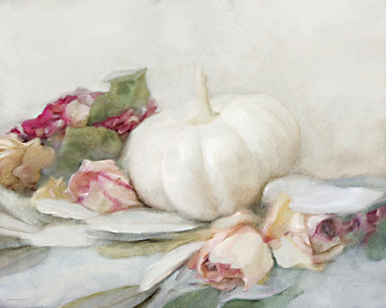 Bluebird Barn BLUE566 - BLUE566 - Autumn Grace - 16x12 White pumpkin still life, watercolor floral background, soft pastels, painterly autumn art, gentle fall theme from Penny Lane