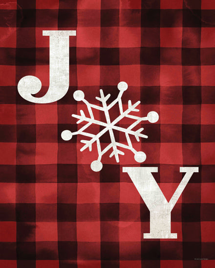 Lady Louise Designs BRO370 - BRO370 - Plaid Joy - 12x16 JOY, buffalo plaid, red and black, snowflake, winter decor, typography, Christmas cheer, rustic style, holiday message from Penny Lane