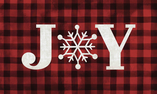 Lady Louise Designs BRO371 - BRO371 - Plaid Joy - 18x12 JOY, buffalo plaid, extended format, snowflake, rustic holiday design, typography, winter decor, Christmas spirit from Penny Lane