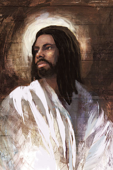 Cloverfield & Co. CC283 - CC283 - Holy Savior II - 12x18 Jesus, Black Jesus, cultural representation, halo, robe, spiritual, sacred, divine, religious art from Penny Lane