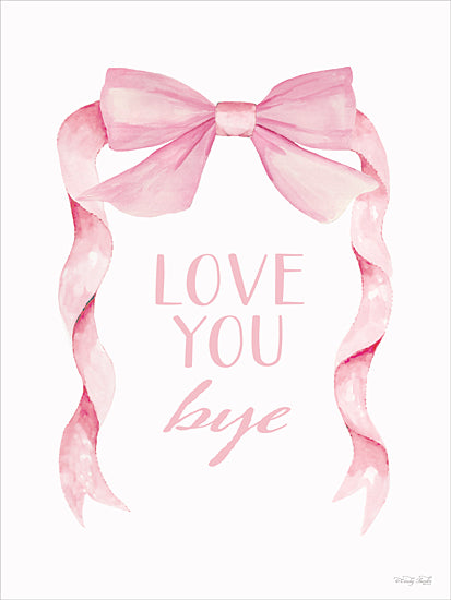 Cindy Jacobs CIN4600 - CIN4600 - Love You Bye - 12x16 pink ribbon, love you bye, simple message, white background, romantic print, girly design, watercolor bow, minimalist art, pastel pink from Penny Lane