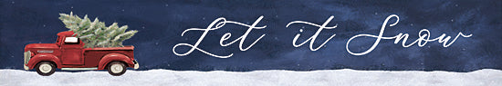Dogwood Portfolio DOG239 - DOG239 - Let It Snow    - 36x6 let it snow, red vintage truck, pine tree cargo, christmas card art, snowy night background, festive mood, classic car illustration, winter celebration from Penny Lane