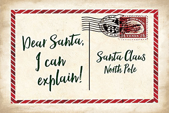 Dogwood Portfolio DOG351 - DOG351 - Dear Santa Postcard - 18x12 Dear Santa postcard, vintage letter to Santa, North Pole, funny holiday quote, festive humor, Christmas stationery, handwritten script, classic red border from Penny Lane