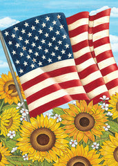 DS2409 - USA Flag and Sunflowers - 12x16