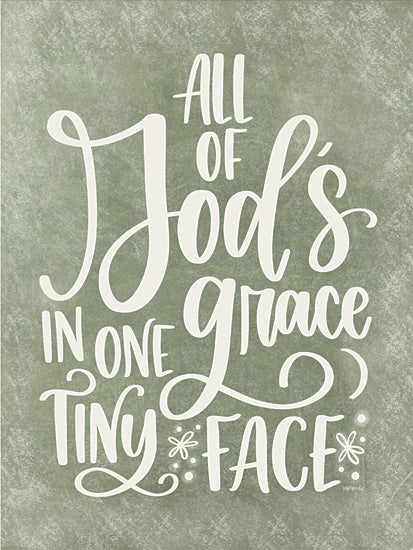 Imperfect Dust DUST1272 - DUST1272 - God's Grace - 12x16 All of God's grace in one tiny face, baby quote, faith-based nursery art, Christian blessing, soft green texture from Penny Lane