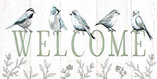 Elizabeth Tyndall ET437 - ET437 - Welcome Birds   - 18x9 Birds, welcome sign, spring decor, bird illustration, floral border, hand-painted watercolor, typography, country charm from Penny Lane