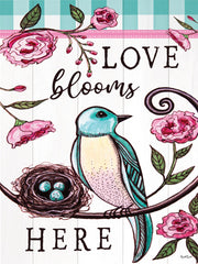 ET569 - Love Blooms Here Bluebird - 12x16