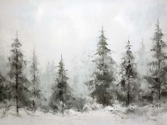 Heidi Kuntz HK255 - HK255 - Winter View   - 16x12 foggy pine forest, snowy trees, serene winter scene, cool tones, minimal landscape, cold season, peaceful wilderness from Penny Lane