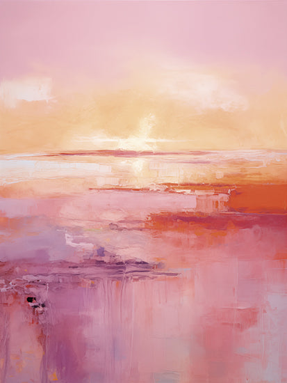 Heidi Kuntz HK266 - HK266 - Whispers of Dawn   - 12x16 abstract landscape, pastel tones, pink green blend, soft textures, dreamy sky, minimalistic design, ethereal, modern painting from Penny Lane