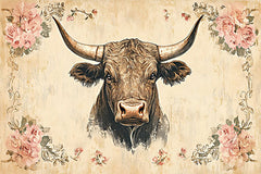 HK407 - Antique Floral Cow II   - 18x12