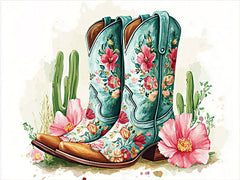 HK424 - Pink and Blue Floral Boots  - 16x12