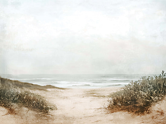 Heidi Kuntz HK539 - HK539 - Beach Morning View - 16x12 coastal path, sand dunes, ocean horizon, earthy tones, overcast sky, textured painting from Penny Lane
