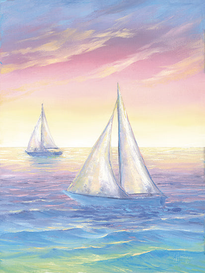 Georgia Janisse JAN342 - JAN342 - Sail Away Sunset - 12x16 sailboats, ocean, pastel, sunset, water, seascape, nautical, summer, gradient from Penny Lane