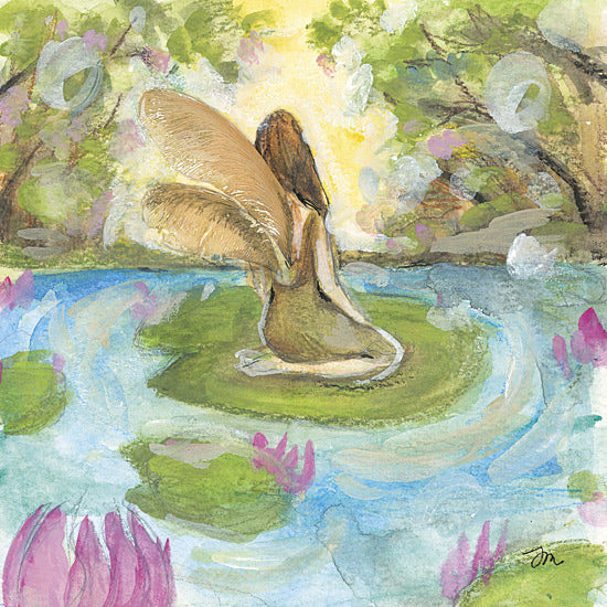 Jessica Mingo JM630 - JM630 - Lilypad Fairy - 12x12 fairy, wings, nature, water lilies, pond, forest, magical, serene, dreamy, sitting, peaceful, ethereal, watercolor, fantasy from Penny Lane