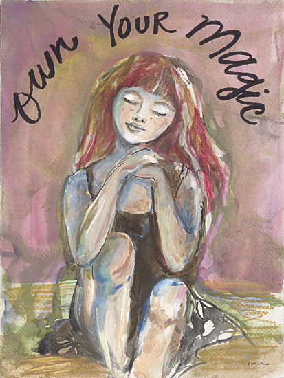 Jessica Mingo JM654 - JM654 - Own Your Own Magic - 12x16 girl, magic, own your magic, self love, empowerment, pink hair, closed eyes, meditative, sparkles, dreamy, watercolor, whimsical from Penny Lane