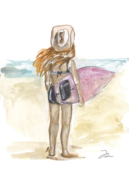 Jessica Mingo JM660 - JM660 - Coastal Cowgirl - 12x16 beach, coastal, girl, surfboard, watercolor, casual, summer from Penny Lane
