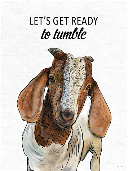 lettered & lined LET1311 - LET1311 - Let's Get Ready to Tumble Goat - 12x16 goat, cartoon, illustrated, tumble dryer pun, ready to tumble, funny saying from Penny Lane