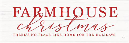 Lux + Me Designs LUX344 - LUX344 - Farmhouse Christmas  - 24x8 farmhouse christmas wall art, red and white holiday print, there’s no place like home for the holidays, rustic festive decor, elegant seasonal font from Penny Lane