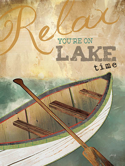 Marla Rae MA1003 - MA1003 - On Lake Time - 12x16 Coastal, Rowboat, Boat, Oars, Lake, Relax You're on Lake Time, Typography, Signs from Penny Lane