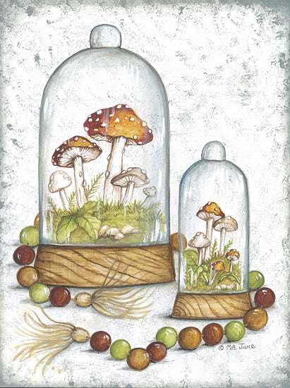 Mary Ann June MARY641 - MARY641 - Mushrooms and Beads - 12x16 Mushrooms, Cloches, Beads, Nature, Bohemian, Neutral Palette from Penny Lane
