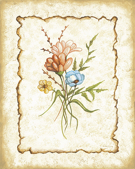Mary Ann June MARY646 - MARY646 - Pretty Flowers - 12x16 botanical floral art, pastel tones, scroll frame, delicate flowers, handmade appearance, rustic charm from Penny Lane