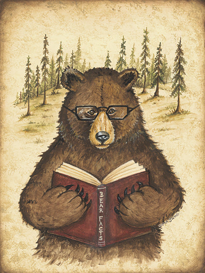 Mary Ann June MARY647 - MARY647 - Bear Facts - 12x16 bear, animal, reading, forest, glasses, educational, nature, whimsical from Penny Lane