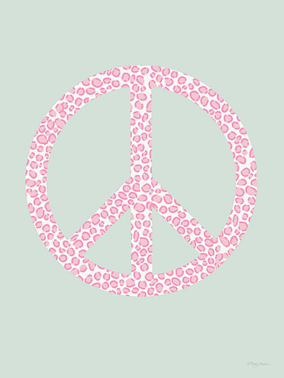 Molly Mattin MAT227 - MAT227 - Pink Spotted Peace - 12x16 peace symbol silhouette, pink leopard print, mint green background, symbol of peace, patterned sign, pop art design, expressive graphics, retro-inspired art, colorful decor from Penny Lane