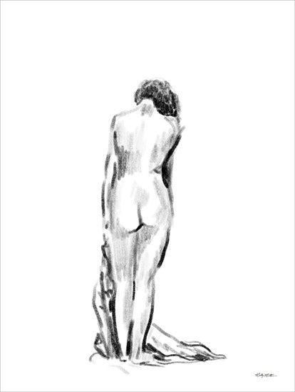 Molly Mattin MAT230 - MAT230 - Standing Nude - 12x16 female nude sketch, charcoal drawing, figure study, minimalist pose, back view, fine art study, graceful pose, life drawing style, artistic anatomy from Penny Lane