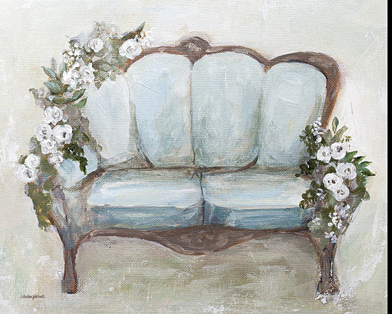 Mackenzie Kissell MKA205 - MKA205 - Pretty Spot to Sit - 16x12 Vintage couch, floral accents, romantic home decor, pastel tones, painted furniture, soft aesthetics from Penny Lane