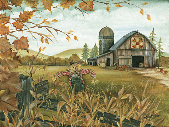 Michele Musser MM394 - MM394 - The Family Farm - 16x12 Farm, Barn, Fall, Autumn, Scarecrow, Leaves, Trees, Harvest, Countryside, Rural, Landscape, Pumpkin, Seasonal from Penny Lane