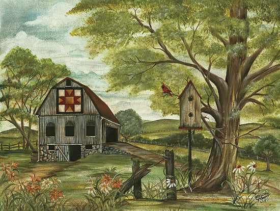 Michele Musser MM396 - MM396 - North Star Barn Quilt - 16x12 Farm, Barn, Birdhouse, Tree, Cardinal, Flowers, Greenery, Rural, Countryside, Landscape, Nature, Spring, Summer from Penny Lane