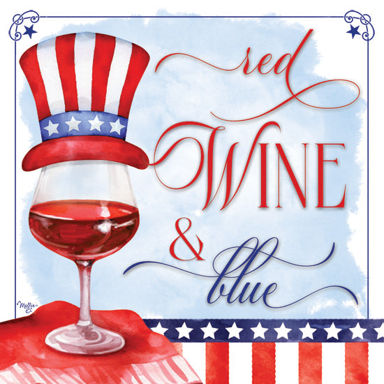 Mollie B. MOL2920 - MOL2920 - Red Wine & Blue - 12x12 red wine, patriotic theme, Uncle Sam hat, stars and stripes, USA, Independence Day, celebration, American pride, 4th of July, festive drink from Penny Lane
