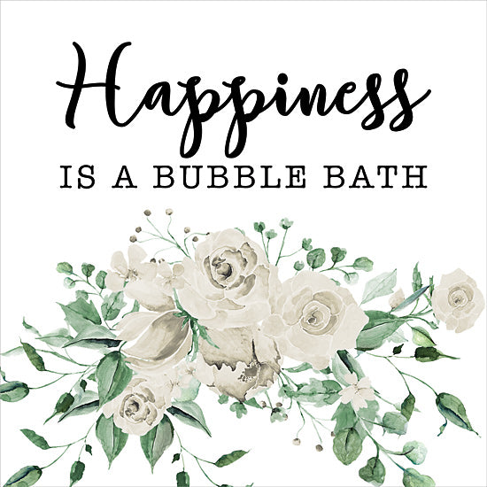 Masey St. Studios MS282 - MS282 - Happiness is a Bubble Bath - 12x12 bubble bath, happiness, relaxation, floral, self-care, bath time, bathroom decor, typography, word art from Penny Lane