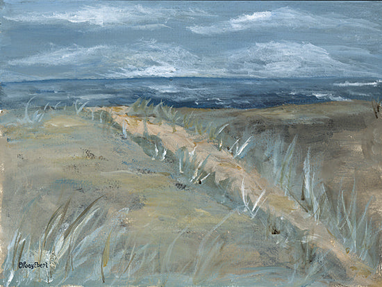 Roey Ebert REAR444 - REAR444 - Path to Serenity - 16x12 beach path, coastal landscape, dune grass, ocean view, cloudy sky, sandy trail, tranquil, painterly texture, seascape painting, blue tones from Penny Lane