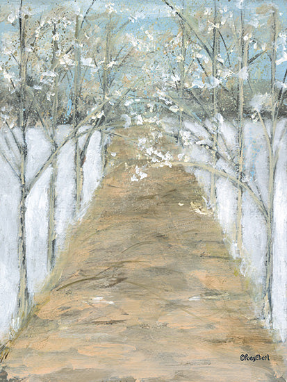 Roey Ebert REAR445 - REAR445 - Walk with Intention - 12x16 spring trees, flowering trees, path through woods, soft pastel colors, natural scenery, textured painting, peaceful walk, blooming season from Penny Lane