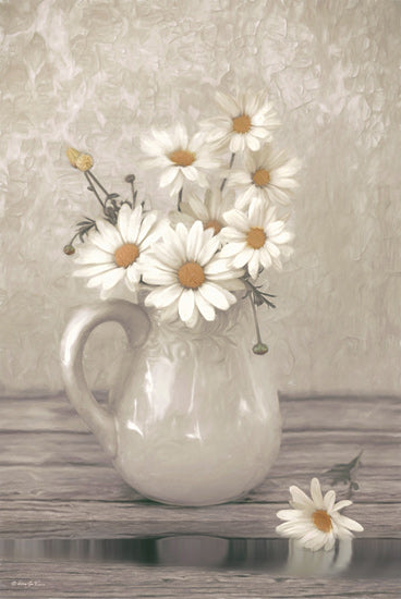 Robin-Lee Vieira RLV769 - RLV769 - Quenched - 12x18 daisies in pitcher, wooden planks, pastel backdrop, single daisy fallen, romantic countryside touch, soft lighting from Penny Lane