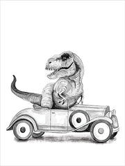 RN732 - T-Rex in a Car - 12x16