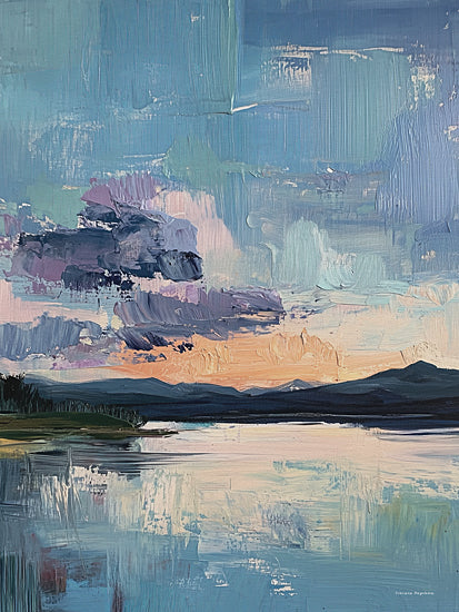 Svetlana Aleinikova SA137 - SA137 - Skyline Mirage - 12x16 sunset over lake, pastel sky, reflections in water, tranquil scene, landscape painting, mountains in distance from Penny Lane