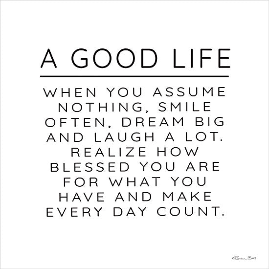 Susan Ball SB1456 - SB1456 - A Good Life - 12x12 motivational quote, inspirational words, clean design, minimal art, modern farmhouse from Penny Lane