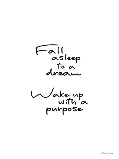 Susan Ball SB1461 - SB1461 - Wake Up with a Purpose   - 12x16 fall asleep to a dream wake up with a purpose, handwritten style text, motivational quote, dream and purpose, positive wall art from Penny Lane