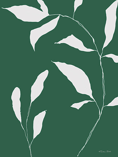 Susan Ball SB1464 - SB1464 - Emerald Hush II - 12x16 bold leaf silhouettes, green and white color scheme, natural pattern art, minimalist contrast botanical print from Penny Lane