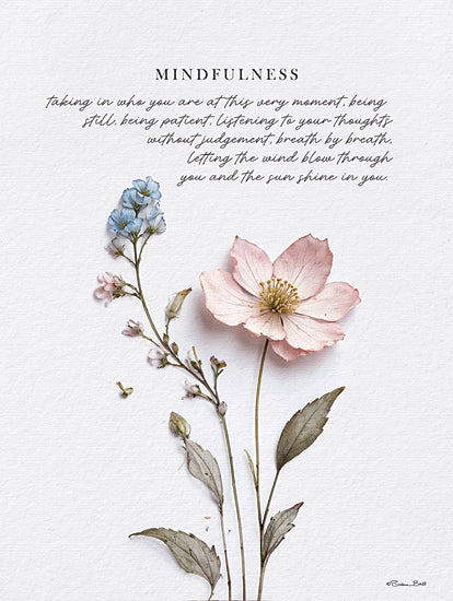 Susan Ball SB1478 - SB1478 - Mindfulness   - 12x16 mindfulness, meditation quote, patience, peace, floral design, nature inspired, serenity, light pastel botanical art from Penny Lane