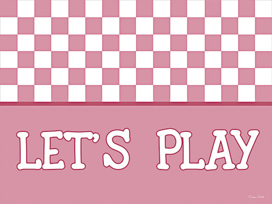 Susan Ball SB1549 - SB1549 - Let's Play - 16x12 checkerboard pattern, playful typography, pink and white colors, kids decor, playful slogan from Penny Lane