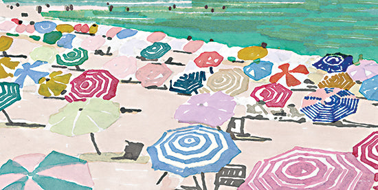 Stellar Design Studio SDS1340 - SDS1340 - Beach Umbrellas - 18x9 colorful beach umbrellas, coastal illustration, seaside crowd, abstract people, sunny beach day, playful palette, watercolor look from Penny Lane