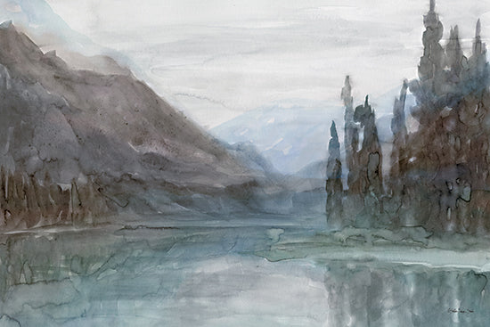 Stellar Design Studio SDS1354 - SDS1354 - Across the Lake - 18x12 misty mountain range, serene lake, twilight hues, distant peaks, fog-covered valley, watercolor scene, soft blues and greys from Penny Lane